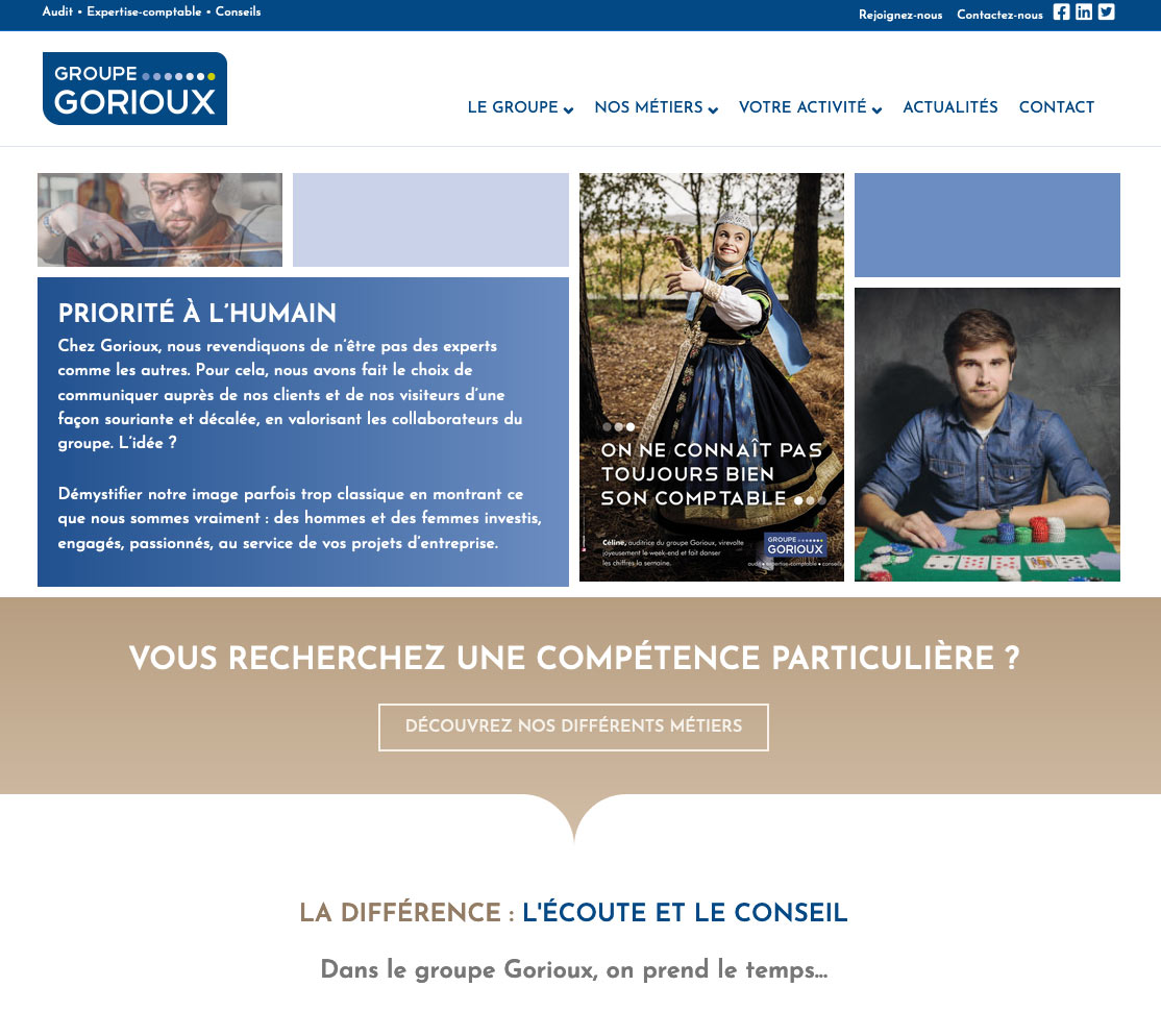 Site web pour Groupe Gorioux créé par K unique, agence de communication à Quimper