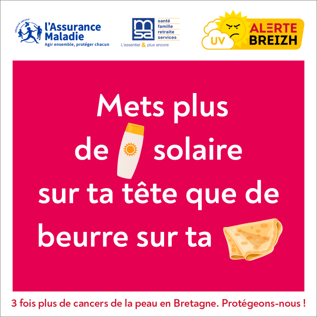 Campagne de prévention solaire Alerte Breizh pour la CPAM du Finistère créée par K unique agence de communication à Quimper