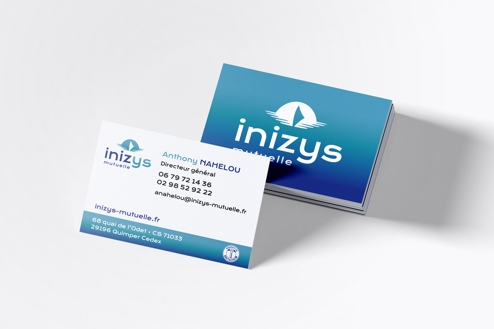 Carte de visite pour Inizys créée par K unique, agence de communication à Quimper