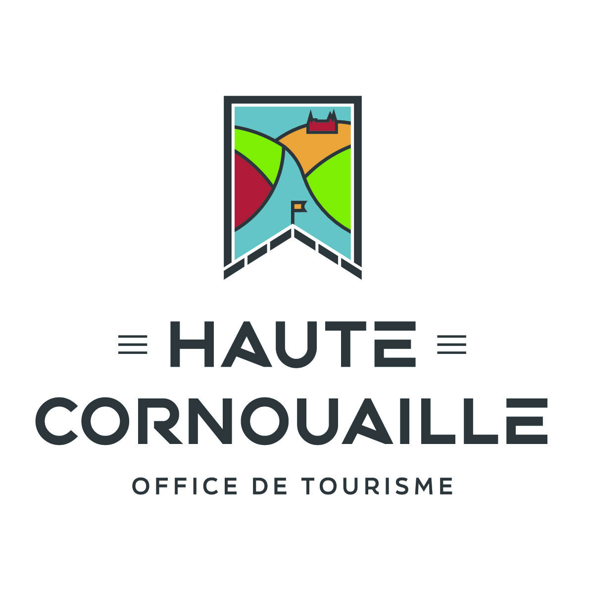 Logo pour l'office de tourisme de la Haute Cornouaille créé par K unique, agence de communication à Quimper