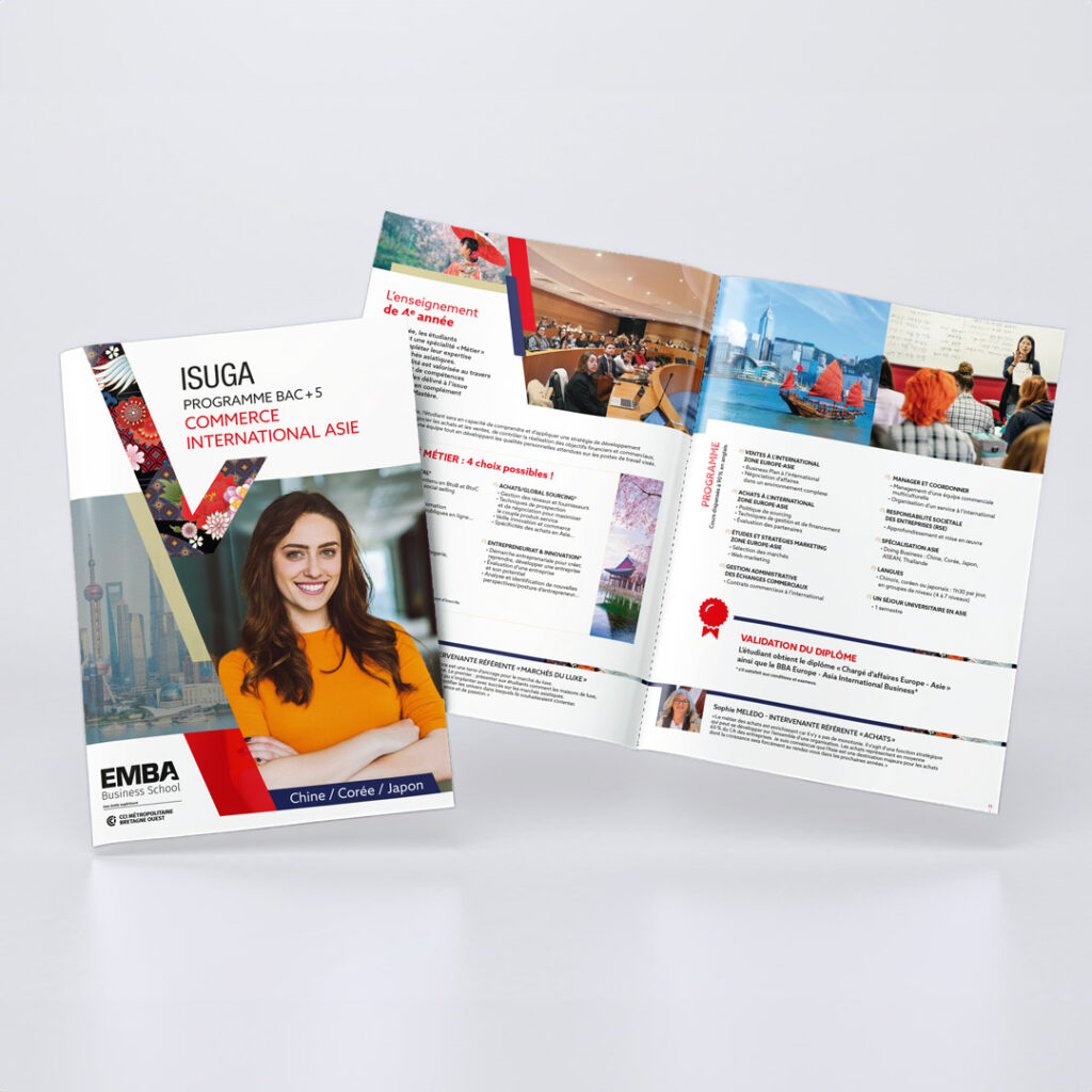 Brochure pour Isuga de l'Emba créée par K unique, agence de communication à Quimper