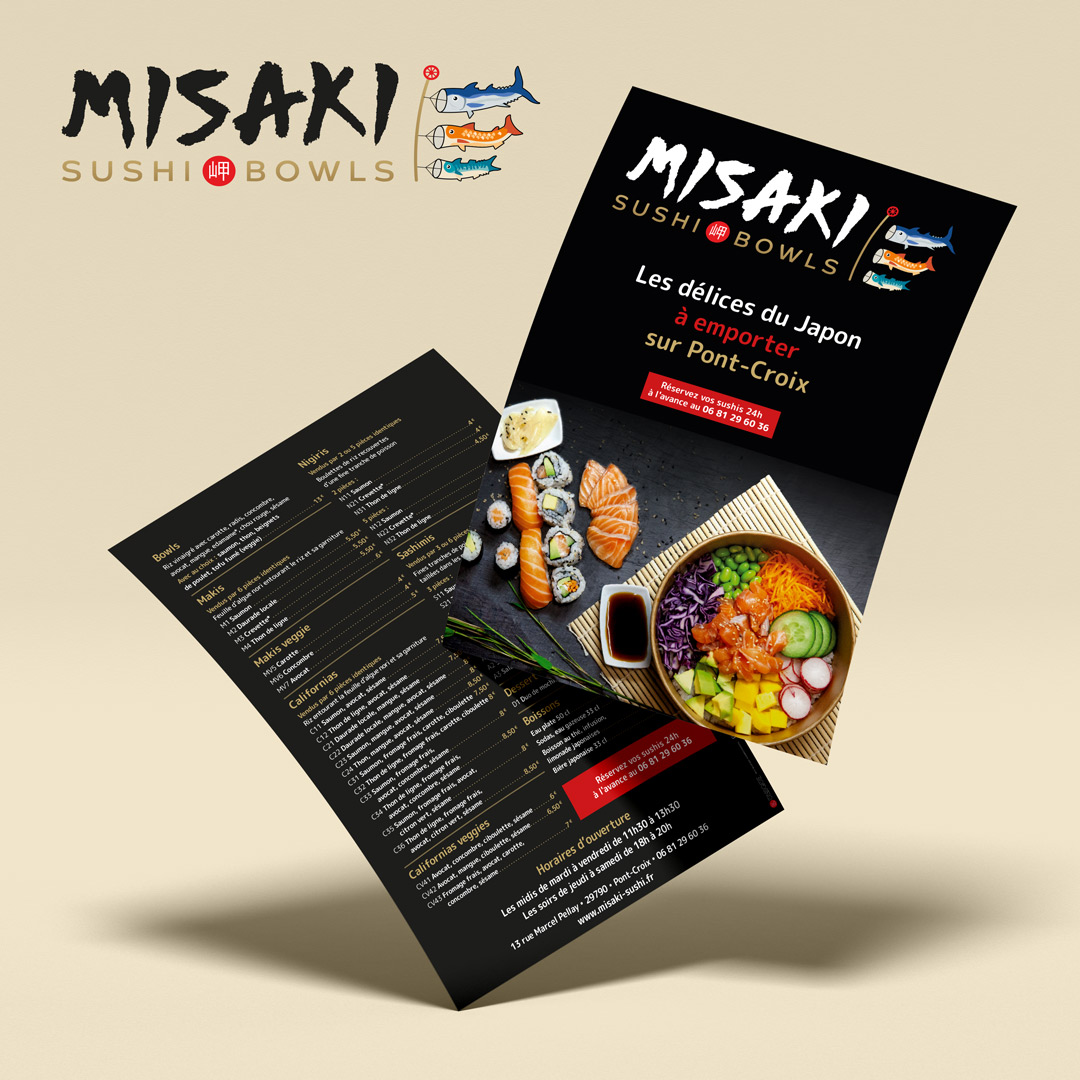 Flyer pour Misaki créé par K unique, agence de communication à Quimper