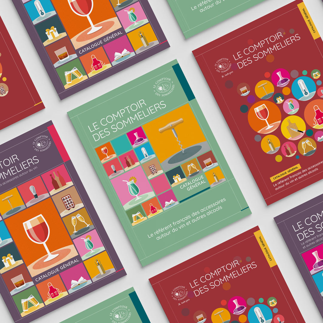 Brochure pour le Comptoir des Sommeliers créée par K unique, agence de communication à Quimper