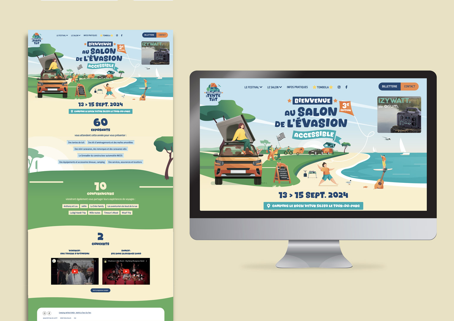 Site web pour le festival de la Tente de toit créé par K unique, agence de communication à Quimper