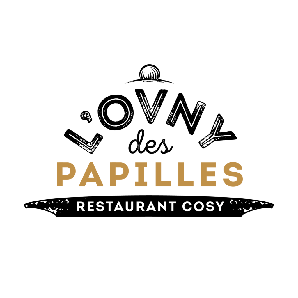 Logo pour l'Ovny des papilles restaurant cosy créé par K unique, agence de communication à Quimper